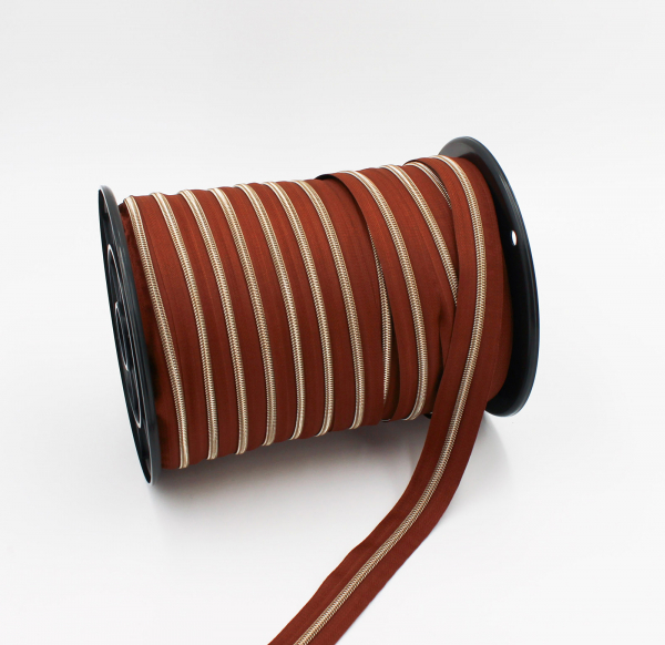 Endlosreißverschluss metallisiert rehbraun/messing-antik (1m)